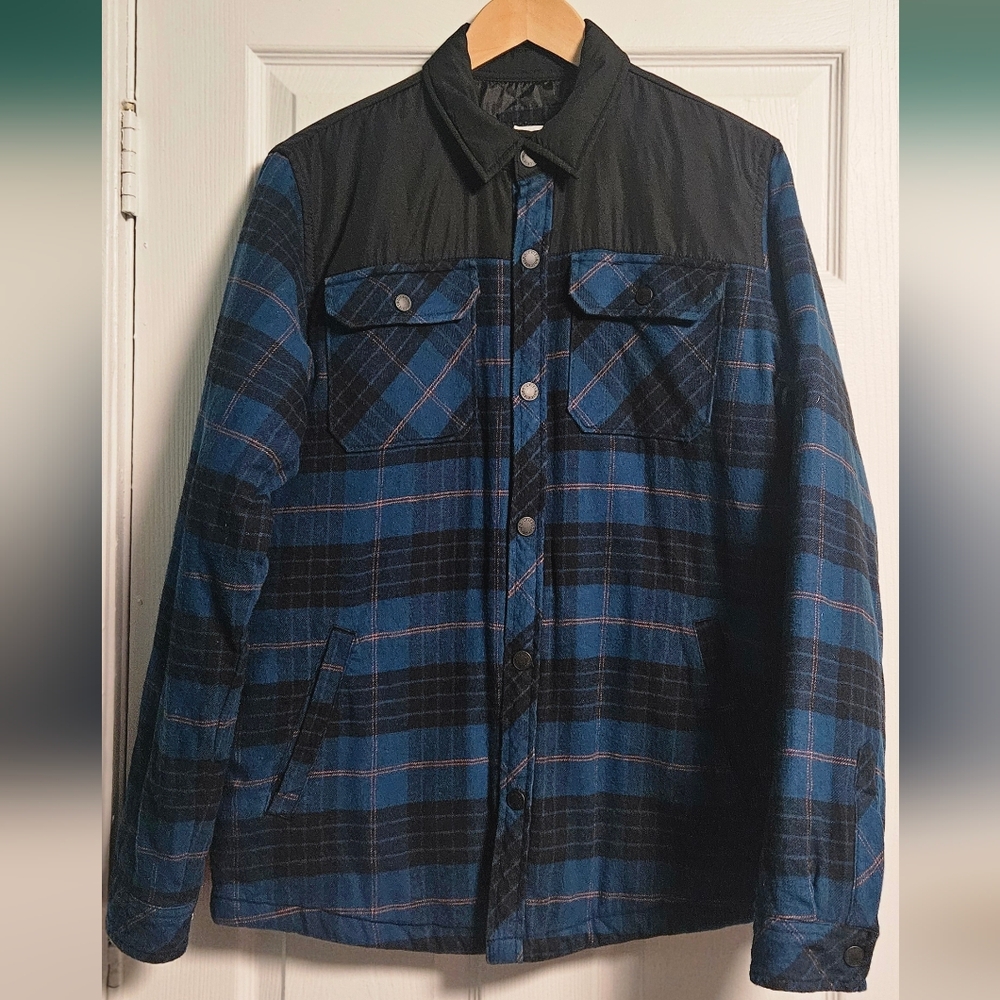 Dickies Blue  Flannel TJ249LBP Jacket Full Zip Quilt Lined Coat Men’s Size LARGE